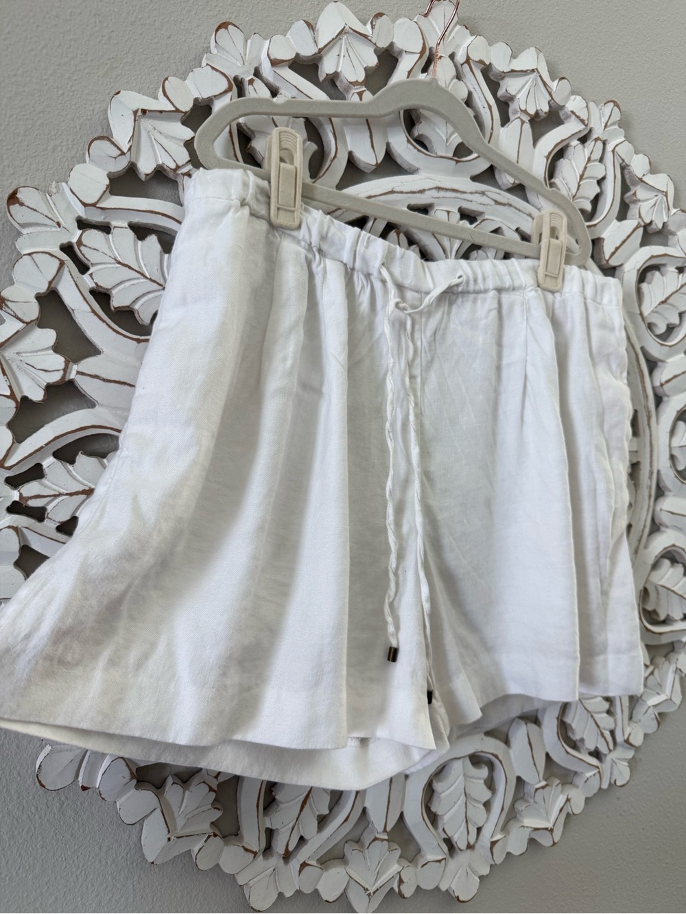 Ralph Lauren White Linen Blend Drawstring Shorts Summer Vacation Size Medium - Picture 2 of 5